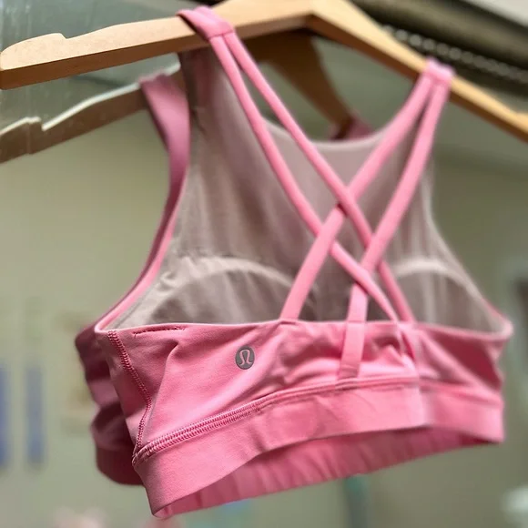 Lululemon Hot Pink High Neck Sports Bra | Banded Back | Like-New - Picture 3 of 5